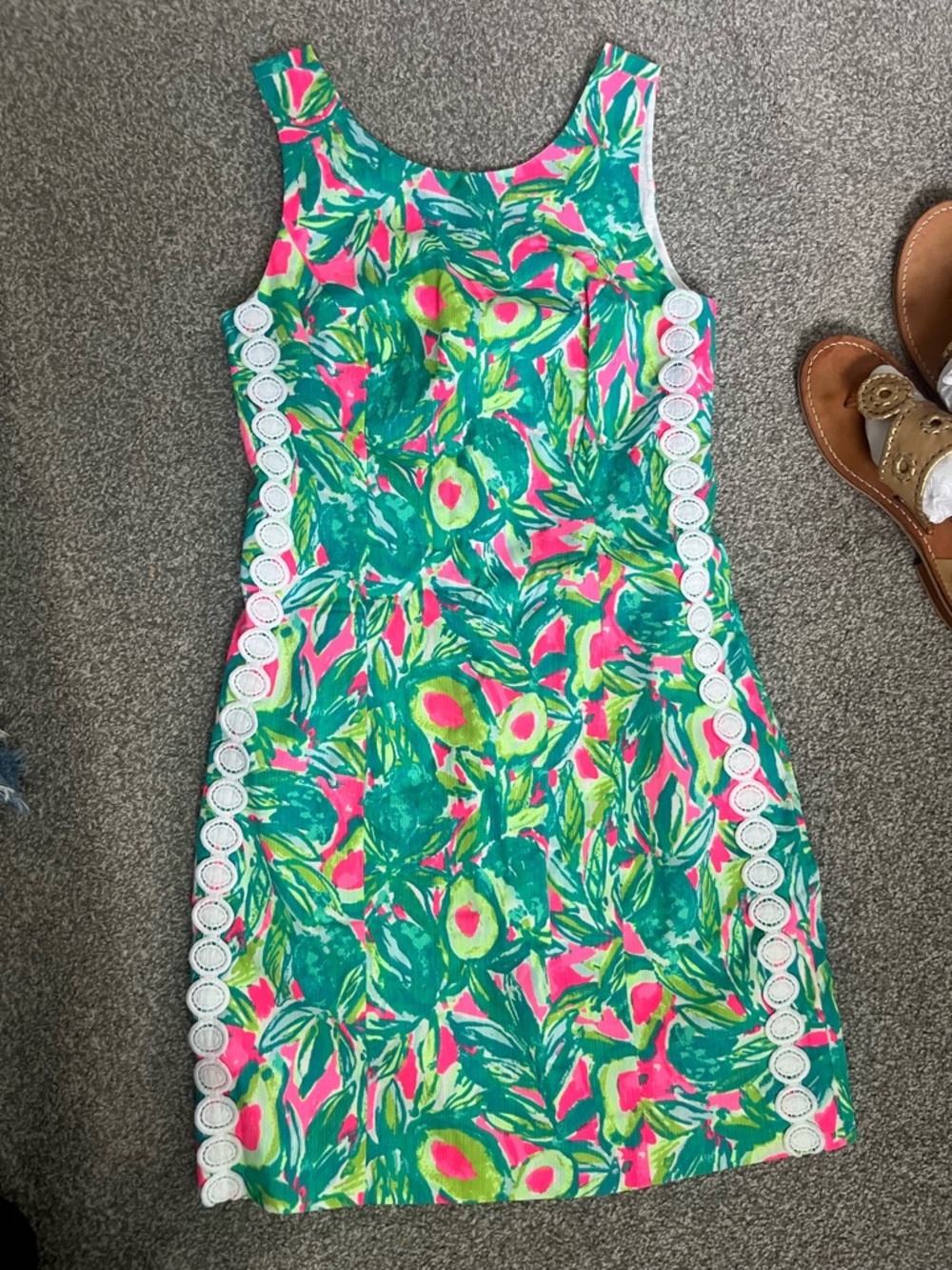 Lilly Pulitzer Floral Sleeveless Dress with Lace Trim NWT